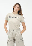 DSQUARED2 T-shirt a manica corta beige per donna, ragazzi e bambini con grafica Passport DQ2753D0015 DQ717 DSQUARED2 