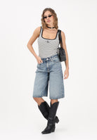 CALVIN KLEIN JEANS Canotta bianca e nera da donna a righe con logo LV047F832G XDY CALVIN KLEIN JEANS 