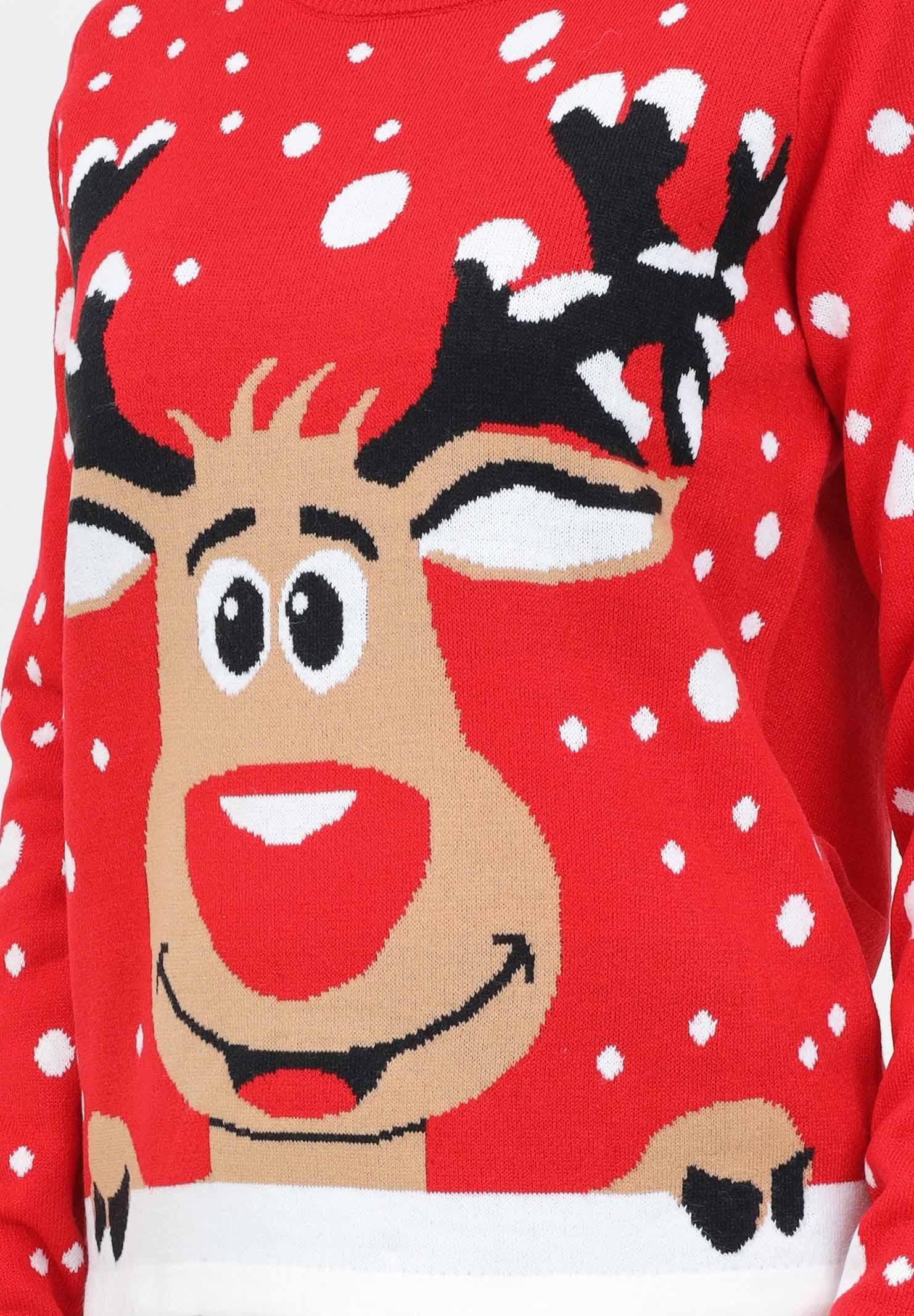 Maglioncino girocollo rosso da donna con renna 15238375 True Red JDY 