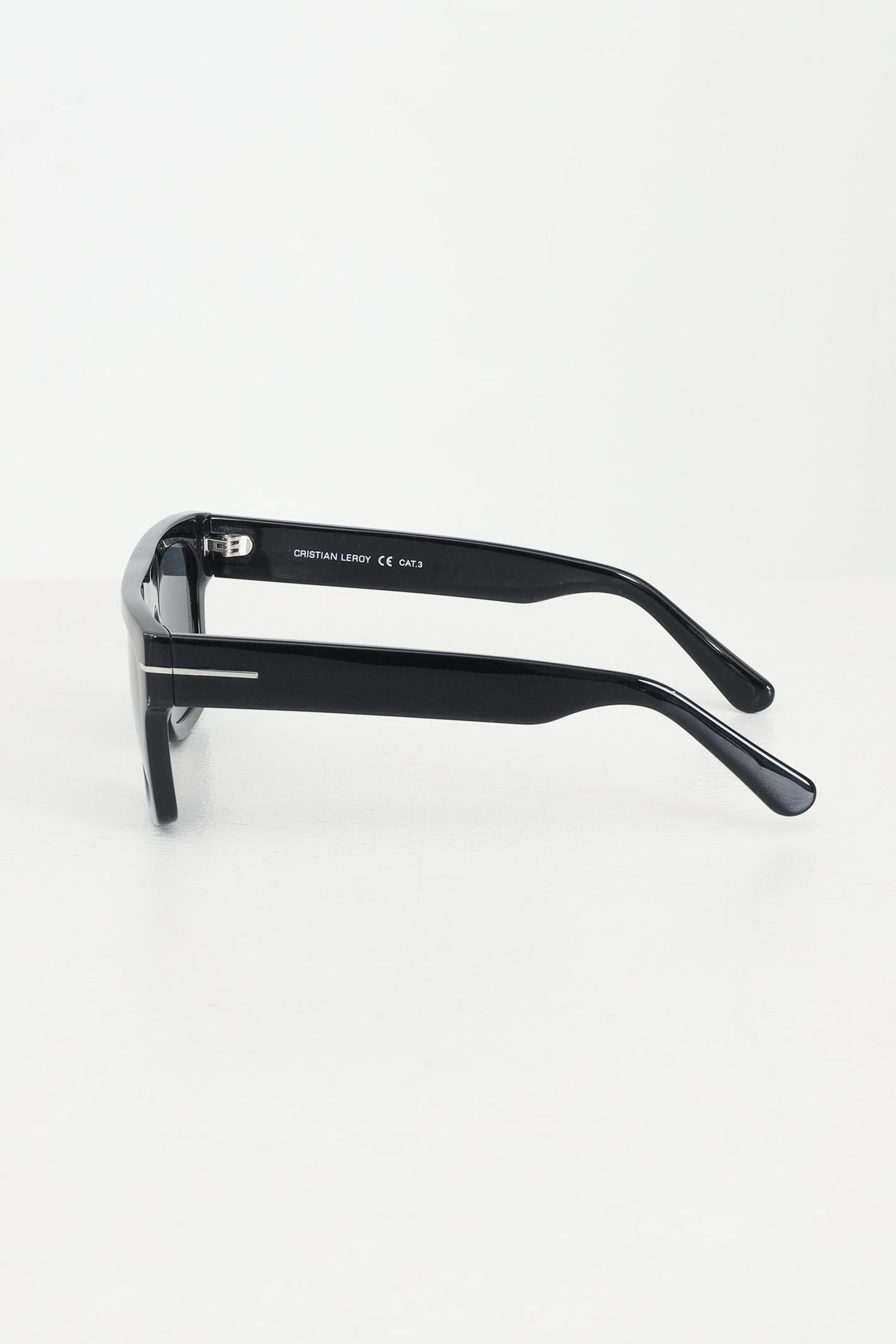 Occhiali da sole neri per uomo e donna con montatura rettangolare 25043 01 CRISTIAN LEROY 