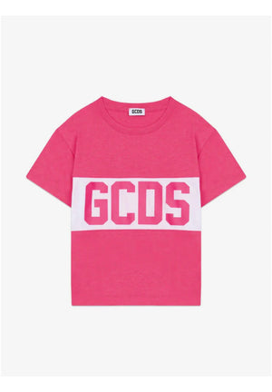 GCDS T-shirt a manica corta fucsia per bambino e bambina con stampa logo GCDS Z0UKQC585J105 566A GCDS 