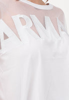 ARMANI EXCHANGE T-shirt a manica corta bianca da donna con inserto in tulle trasparente XW002332AF10356 U0002 ARMANI EXCHANGE 