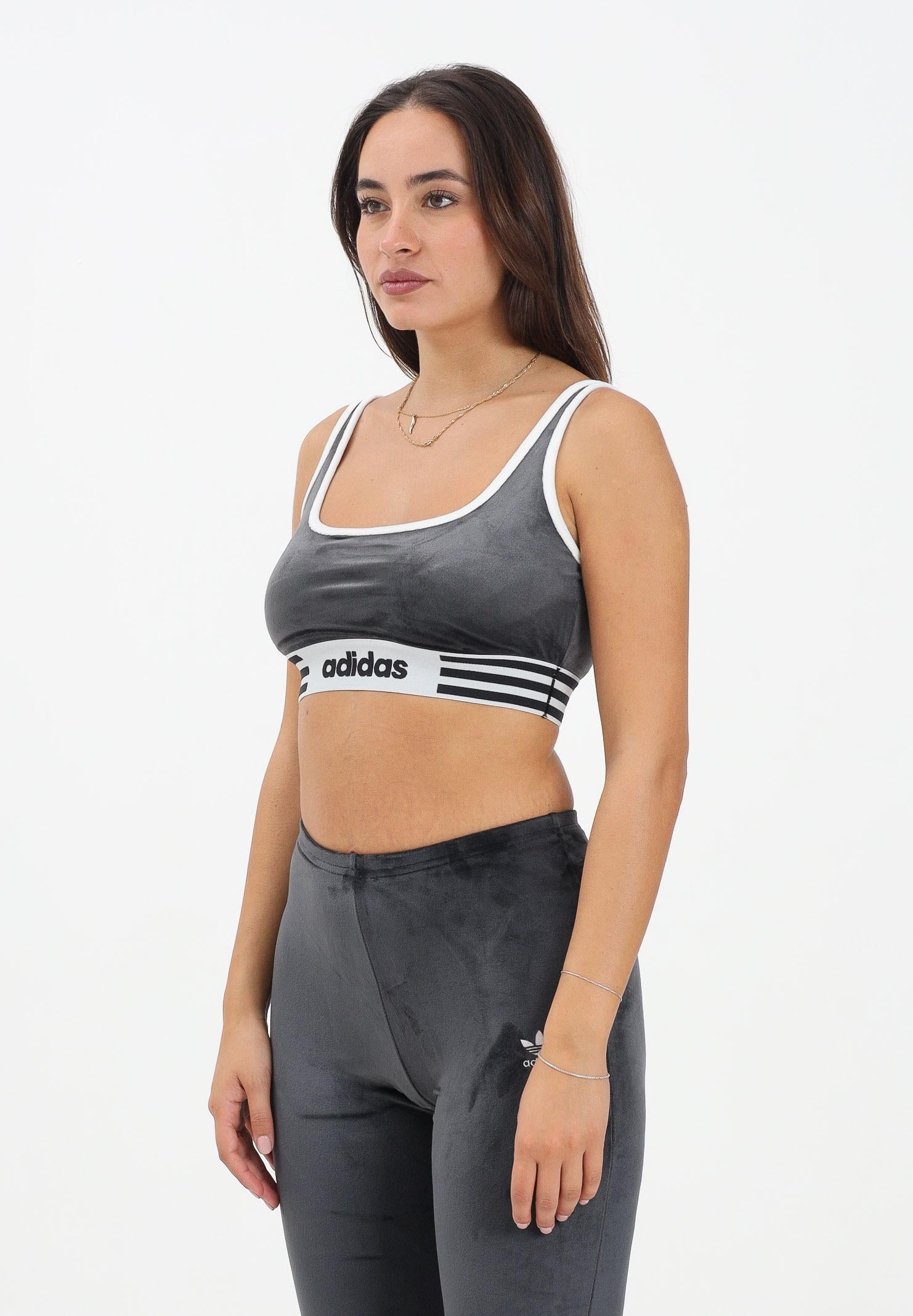 ADIDAS ORIGINALS Top sportivo Winterized in velluto grigio da donna JW7282  ADIDAS ORIGINALS 