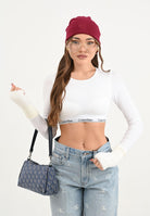 CALVIN KLEIN Borsa a spalla blu indaco da donna in tessuto jacquard con stampa monogram LV04K3142G ZYX CALVIN KLEIN 