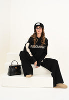 HINNOMINATE Maglia con cappuccio nera da donna con bande a contrasto e logo HMABW02124 NE01 HINNOMINATE 
