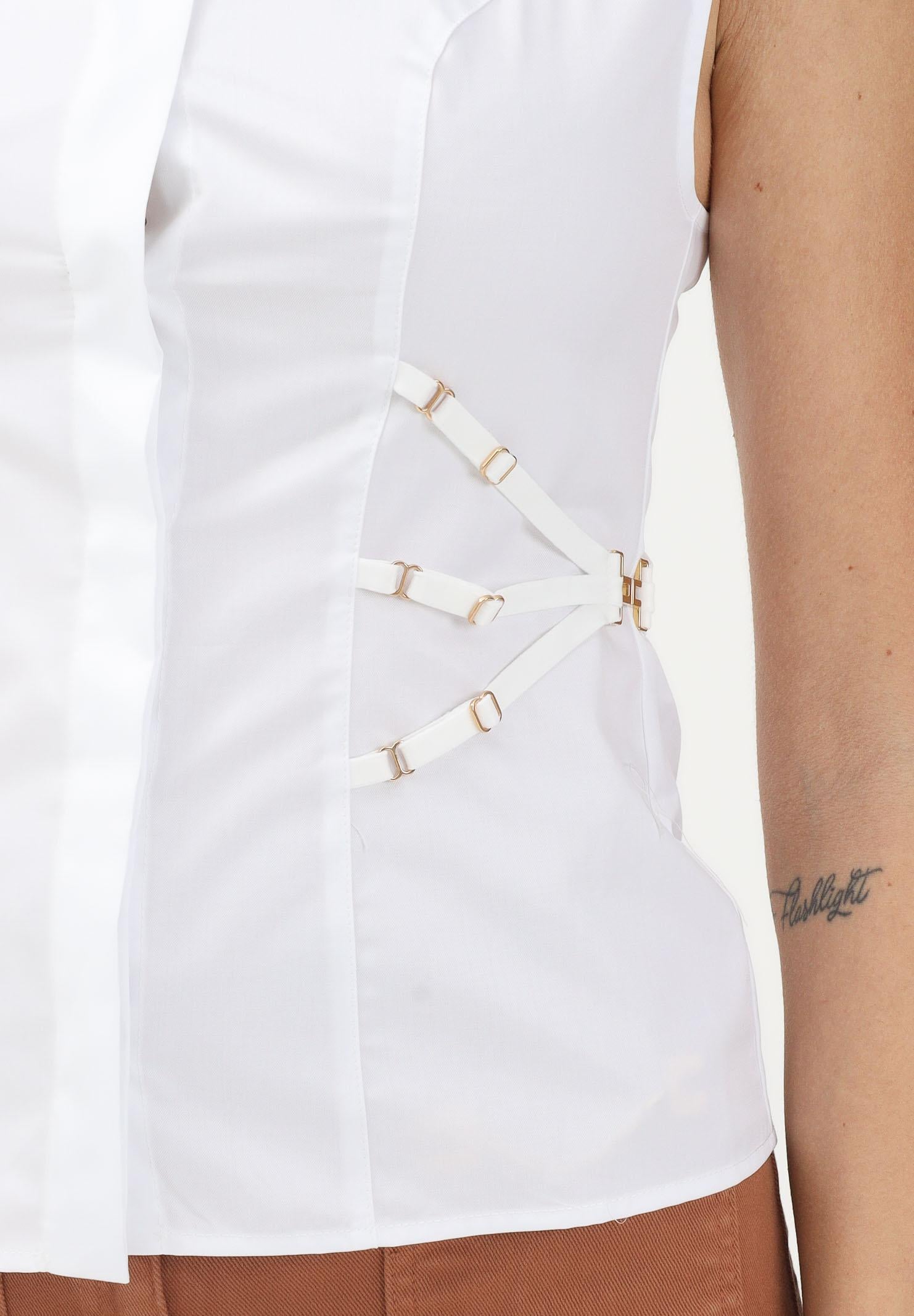 ELISABETTA FRANCHI Camicia smanicata bianca da donna con elastici CA14361E2 100 ELISABETTA FRANCHI 