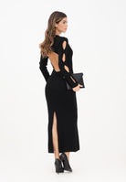 AKEP Abito lungo nero da donna con dettaglio fori su maniche VSKD11034 V3 AKEP 