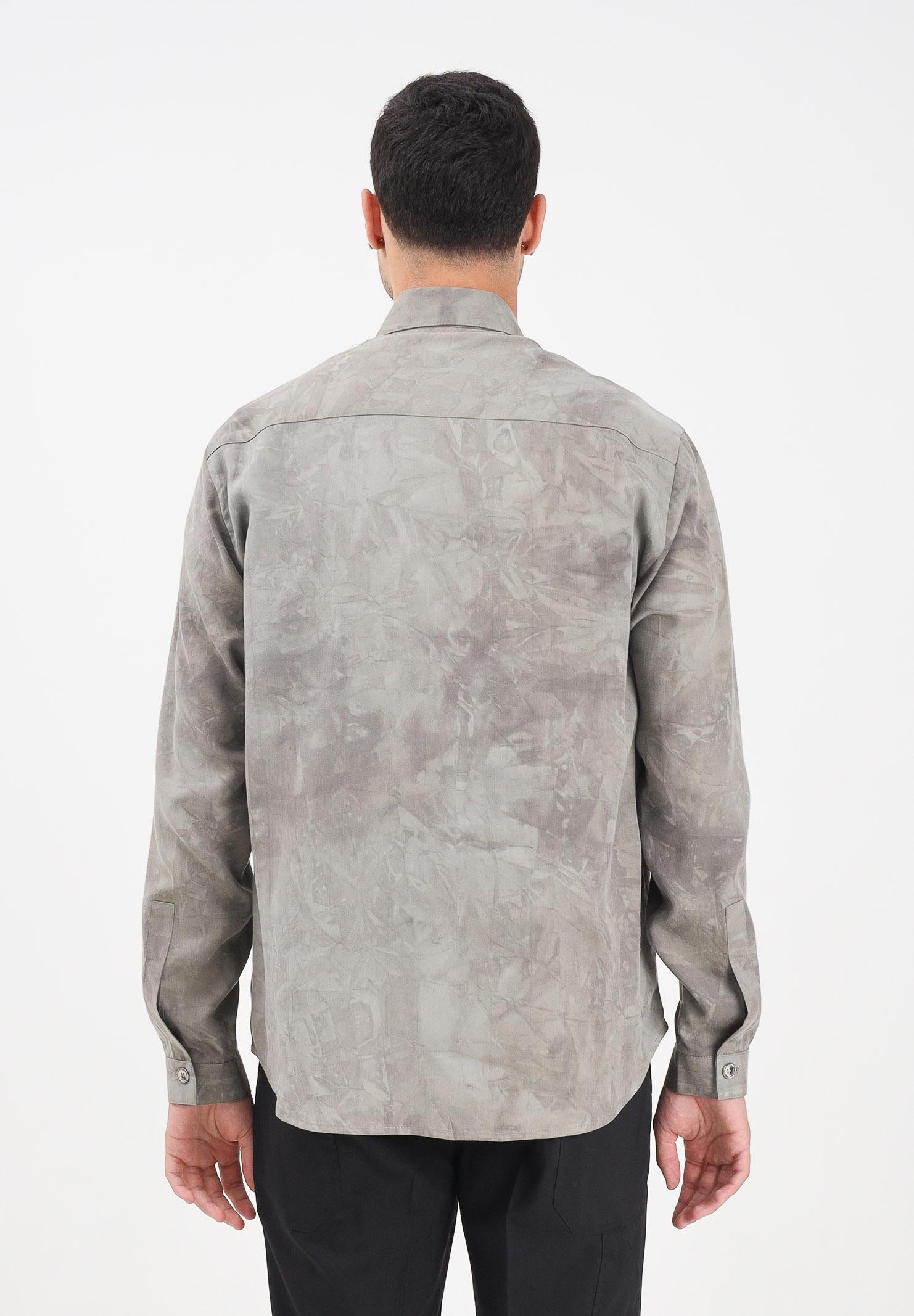 YES LONDON Camicia a manica lunga grigia da uomo con effetto marmorizzato XCM7214 AV YES LONDON 