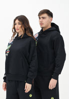 BARROW Felpa con cappuccio nera per uomo e donna rifinita da patch colorate S5BWUAHS017 110 BARROW 