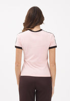 ADIDAS ORIGINALS T-shirt a manica corta 3 STRIPES SLIM rosa e marrone da donna KC9016 . ADIDAS ORIGINALS 