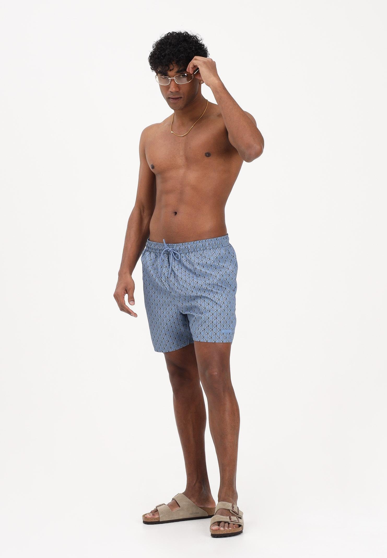 CALVIN KLEIN Shorts mare polvere da uomo con micro fantasia monogram LV00N61027 32W CALVIN KLEIN 