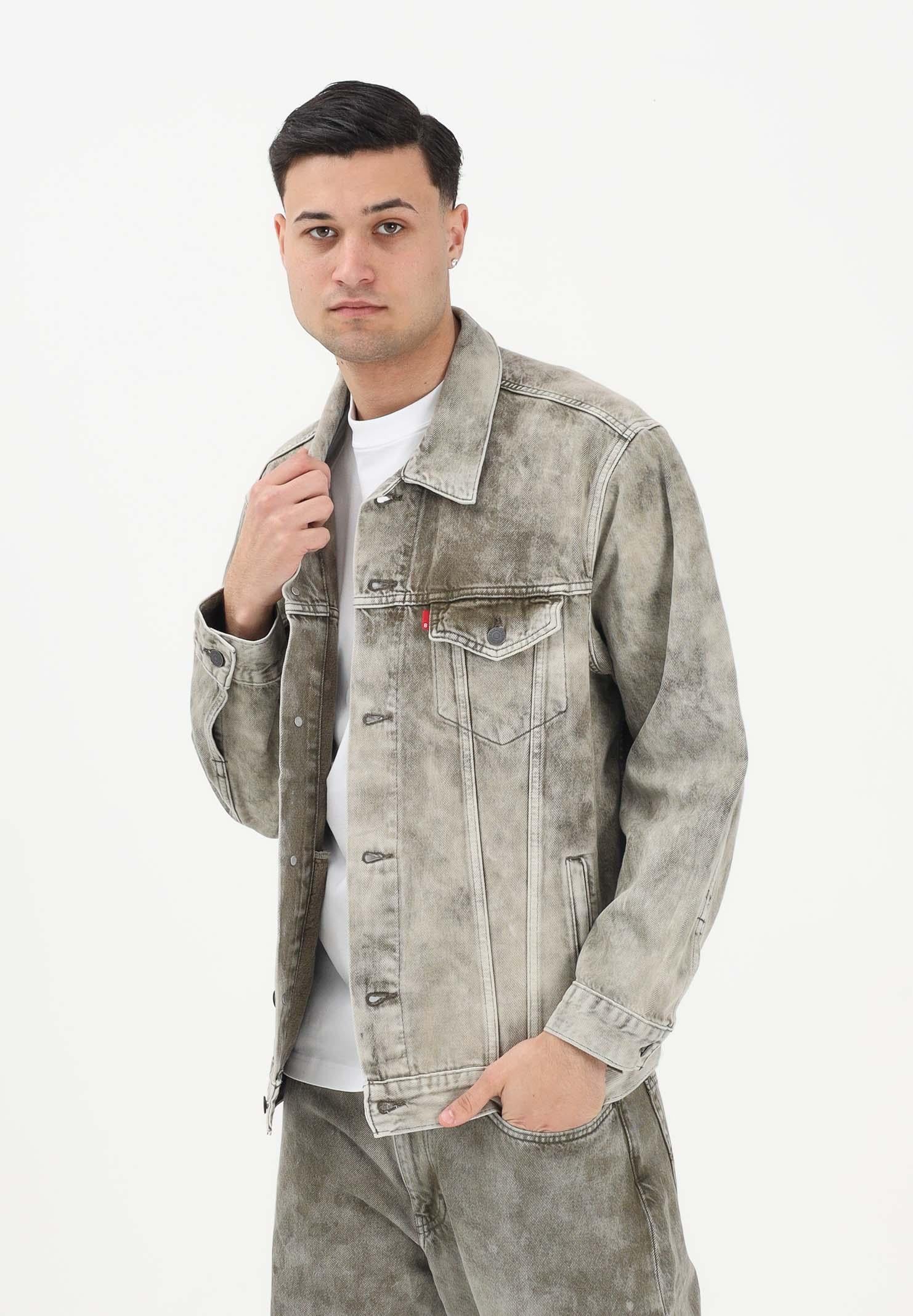 LEVI'S Giubbotto in denim verde mimetico da uomo con lavaggio effetto marmorizzato A5782-0084 . LEVI'S® 