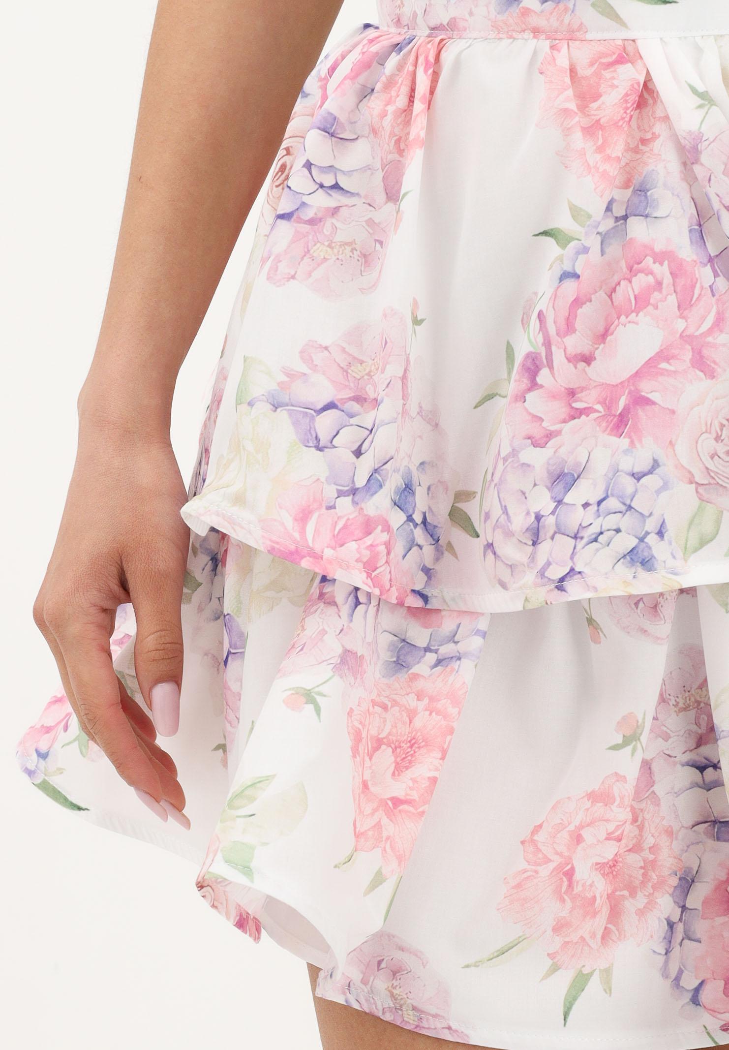 ODI ODI Gonna corta bianca da donna a balze con stampa floreale LICOSA010S6 M7 ODI ODI 