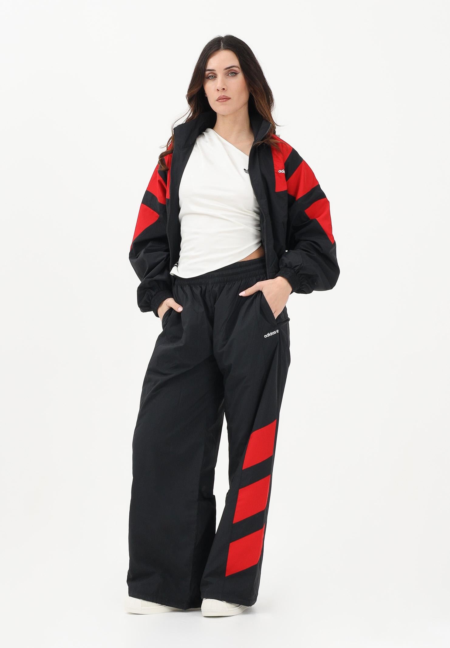ADIDAS ORIGINALS Pantalone sportivo Blocked Washed nero e rosso da donna KE5037 . ADIDAS ORIGINALS 