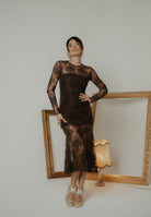 SANTAS Abito midi ÉTERNELLE marrone da donna PV2608 GR SANTAS 