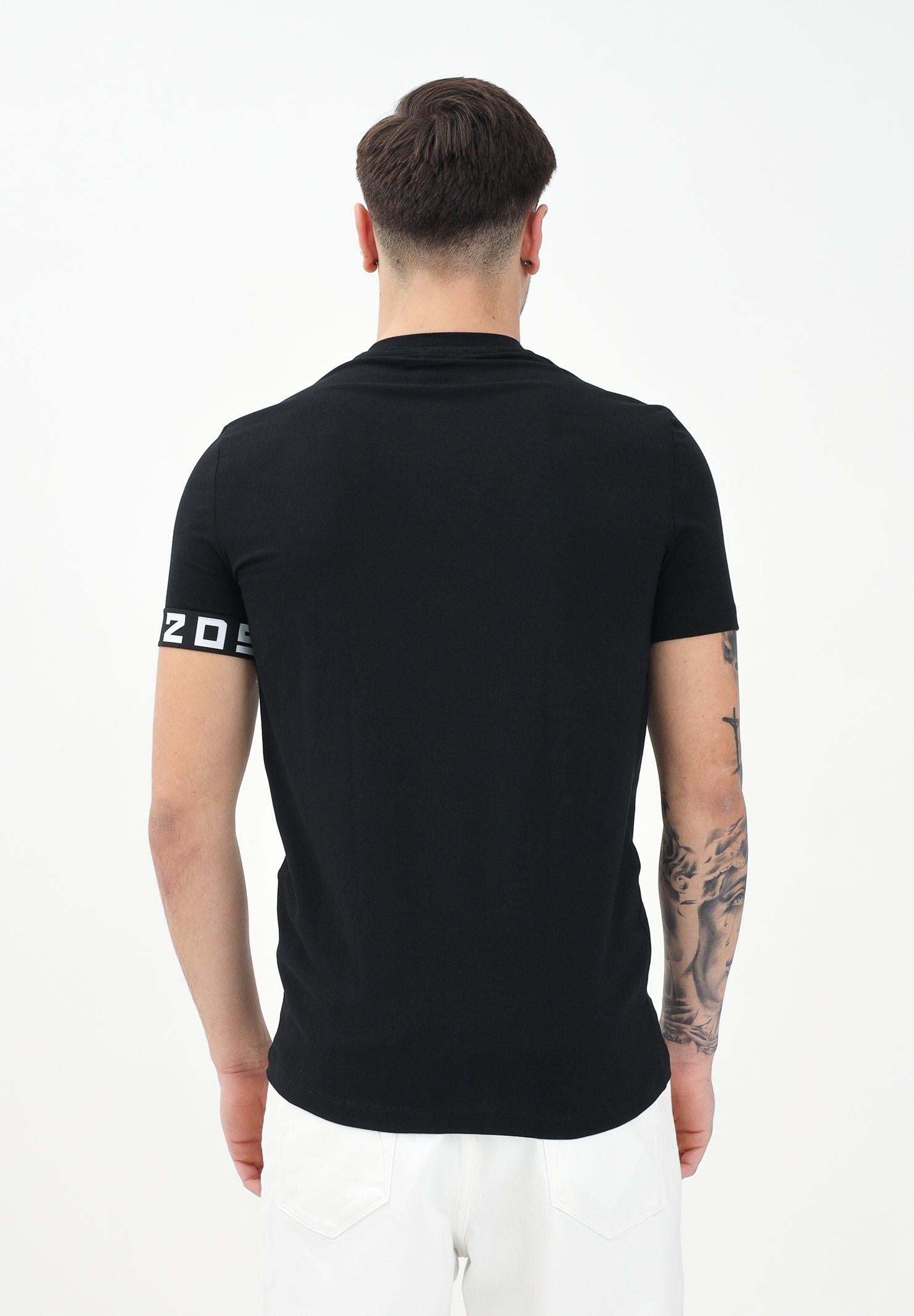 DSQUARED2 T-shirt a manica corta nera per uomo e donna con manica logata D9M3S5930 001 DSQUARED2 