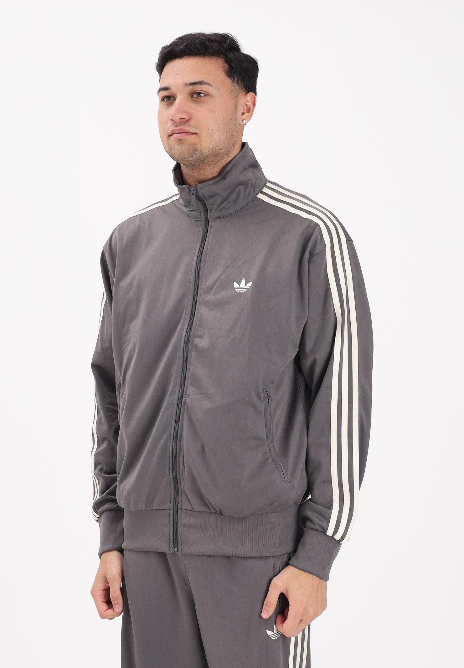 ADIDAS ORIGINALS Felpa con zip Firebird grigia e panna da uomo KE1645 . ADIDAS ORIGINALS 