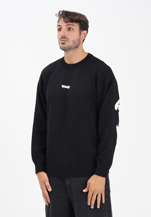 DISCLAIMER Maglioncino girocollo nero da uomo con stampa logo 25IDS55116 NEBI DISCLAIMER 