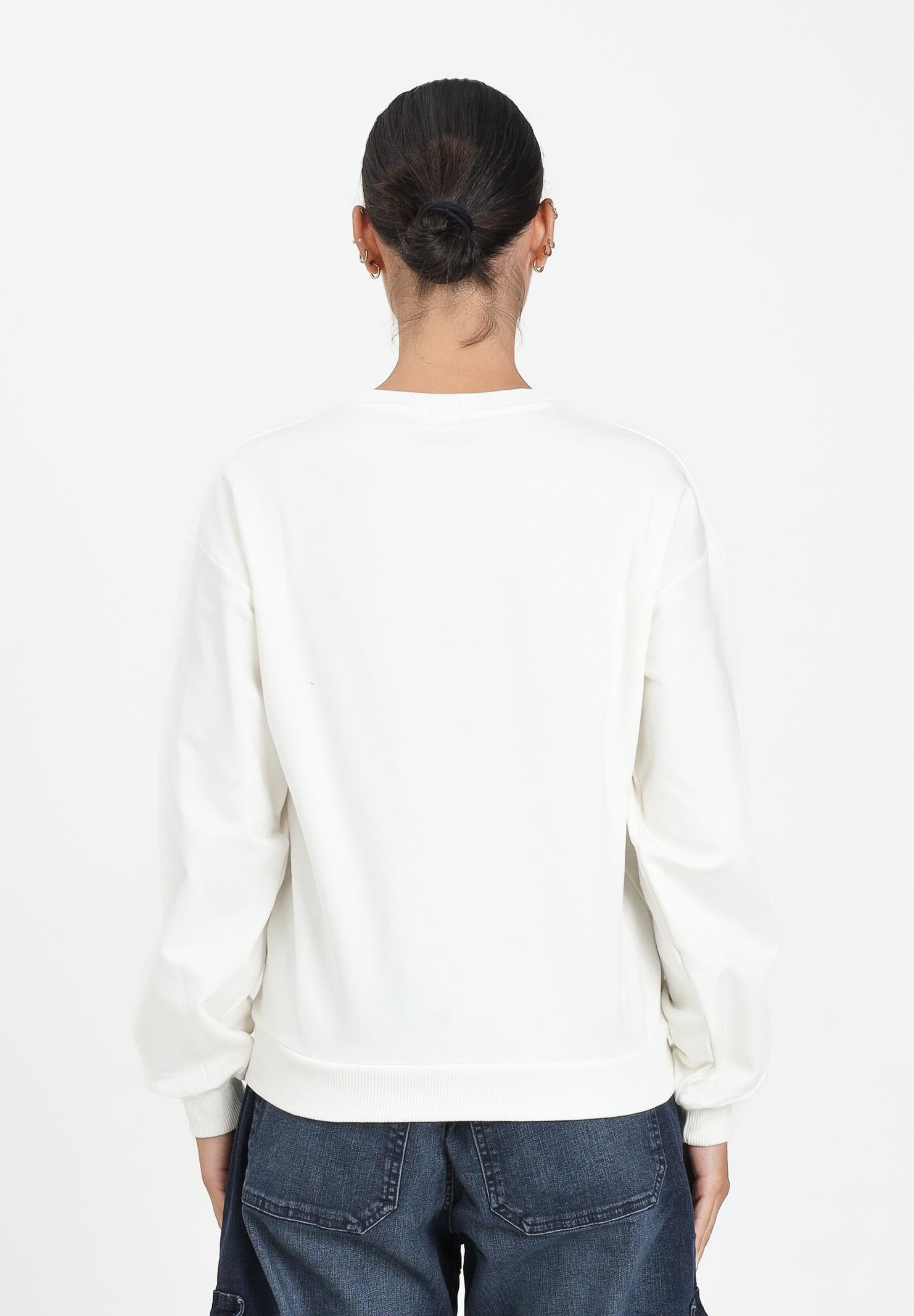 GCDS Felpa Girocollo Bianca con Stampa Strass