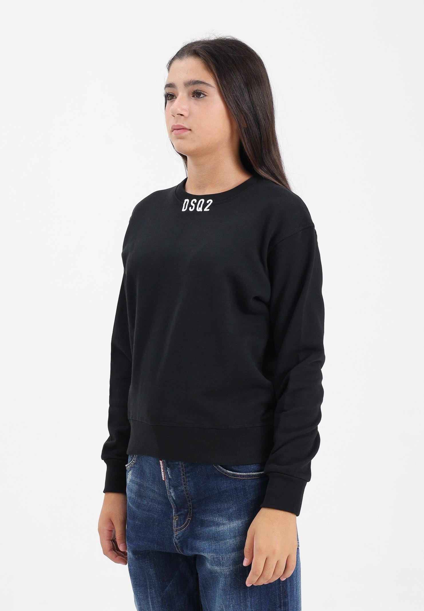 DSQUARED2 Felpa girocollo nera per donna, ragazze e bambine con logo DSQ2 DQ3017D0AEY DQ900 DSQUARED2 