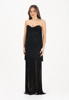 ELISABETTA FRANCHI Abito lungo nero da donna con frange ABR3762E2 110 ELISABETTA FRANCHI 