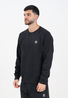 ADIDAS ORIGINALS Felpa girocollo Trefoil Essentials Crew nera da uomo IY4932  ADIDAS ORIGINALS 