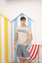 DSQUARED2 T-shirt a manica corta beige per donna, ragazzi e bambini con ricamo logo DQ2749D004G DQ717 DSQUARED2 