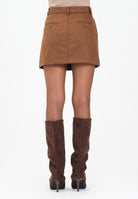 VICOLO Gonna corta cammello da donna con motivo gessato e strass TF0111 FFCU VICOLO 