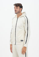 EA7 Felpa con zip panna da uomo rifinita da bande logate 7M000973AF10377 U1105 EA7 