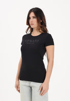 ARMANI EXCHANGE T-shirt a manica corta nera da donna con logo in strass XW002106AF10356 UC001 ARMANI EXCHANGE 