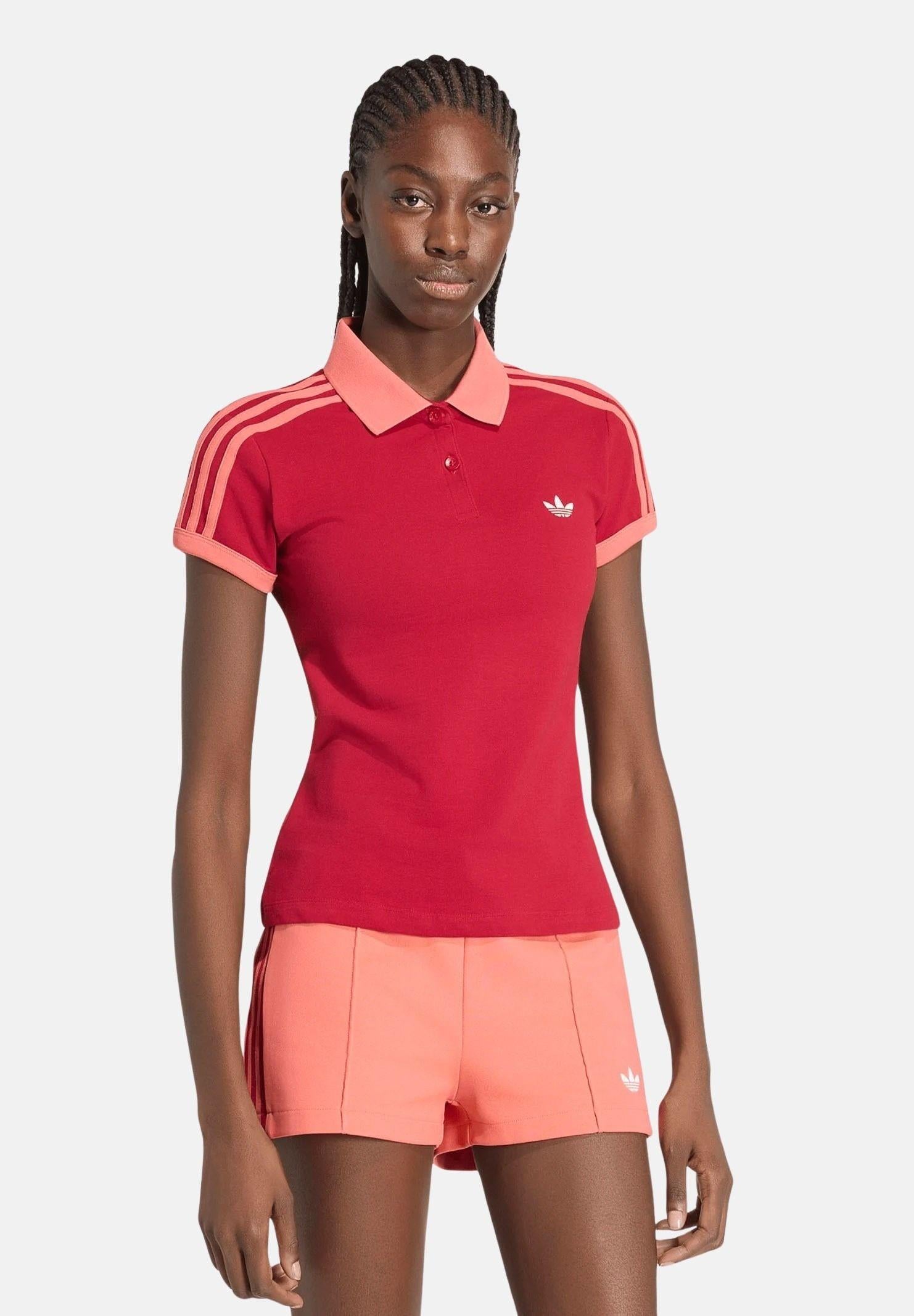 ADIDAS ORIGINALS polo 3 Stripes Team Victory Red / Preloved Scarlet rosso donna. KS9940 . ADIDAS ORIGINALS 