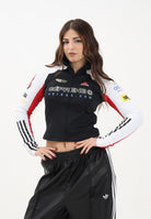 ADIDAS ORIGINALS Felpa con zip TEAMGEIST SLIM nera da donna KH1987 . ADIDAS ORIGINALS 