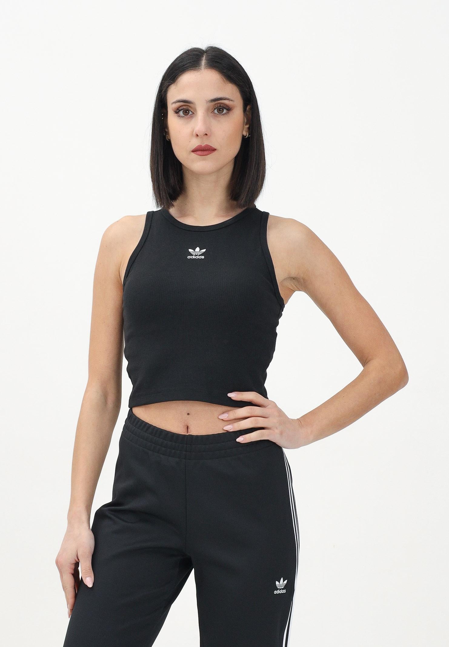 ADIDAS ORIGINALS Canotta Essentials Ribbed nera da donna IW5736 . ADIDAS ORIGINALS 