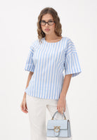 CALVIN KLEIN JEANS Blusa bianca e azzurra da donna con motivo a righe LV047F113G C32 CALVIN KLEIN JEANS 