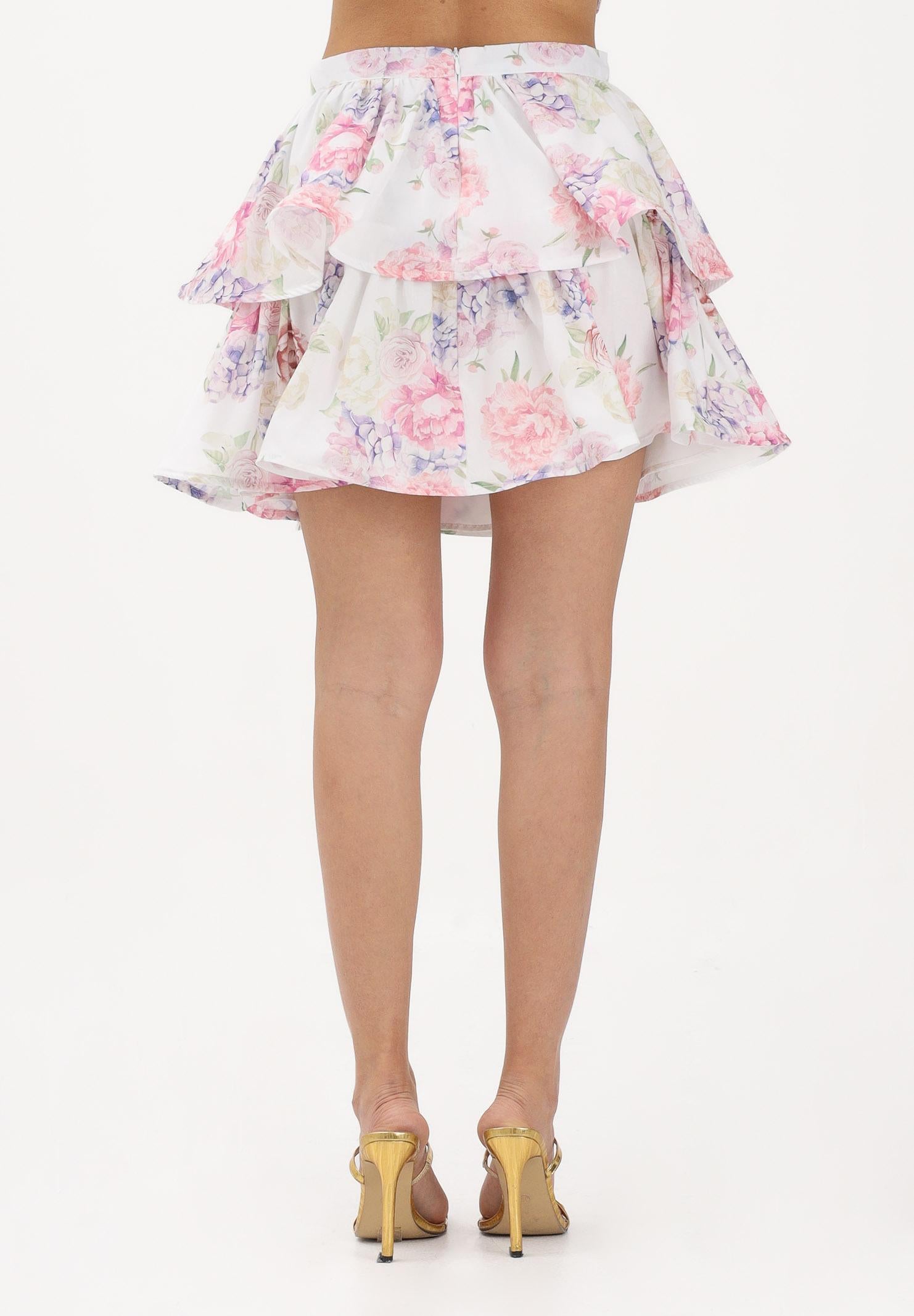 ODI ODI Gonna corta bianca da donna a balze con stampa floreale LICOSA010S6 M7 ODI ODI 