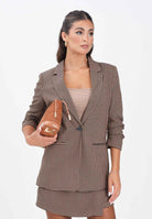 ONLY Giacca monopetto beige da donna con stampa pied de poule 15353566 DecadentChocolate ONLY 