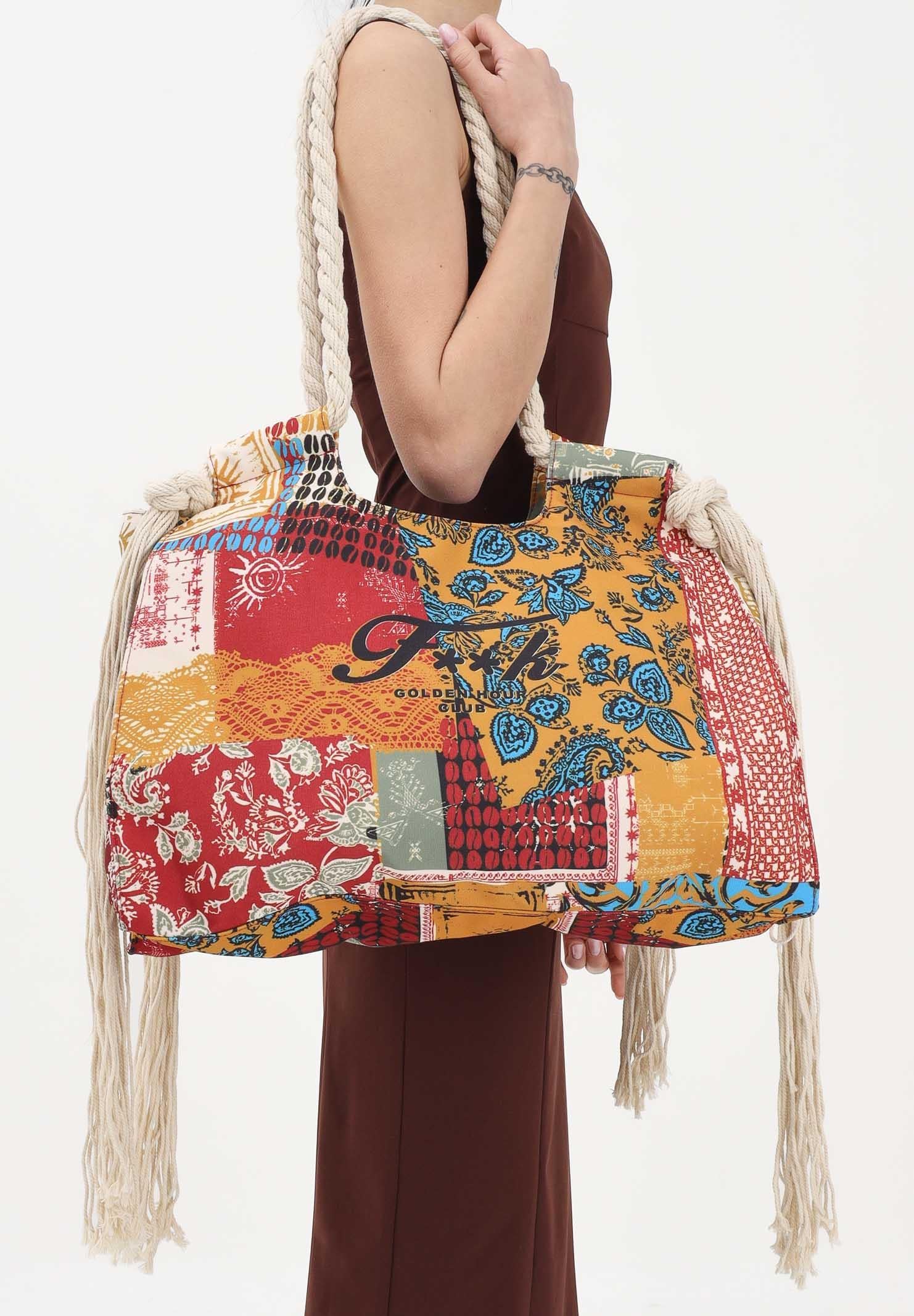 F**K Borsa mare multicolore da donna con manici in corda e frange laterali FA26-SW0081X38 . F**K 