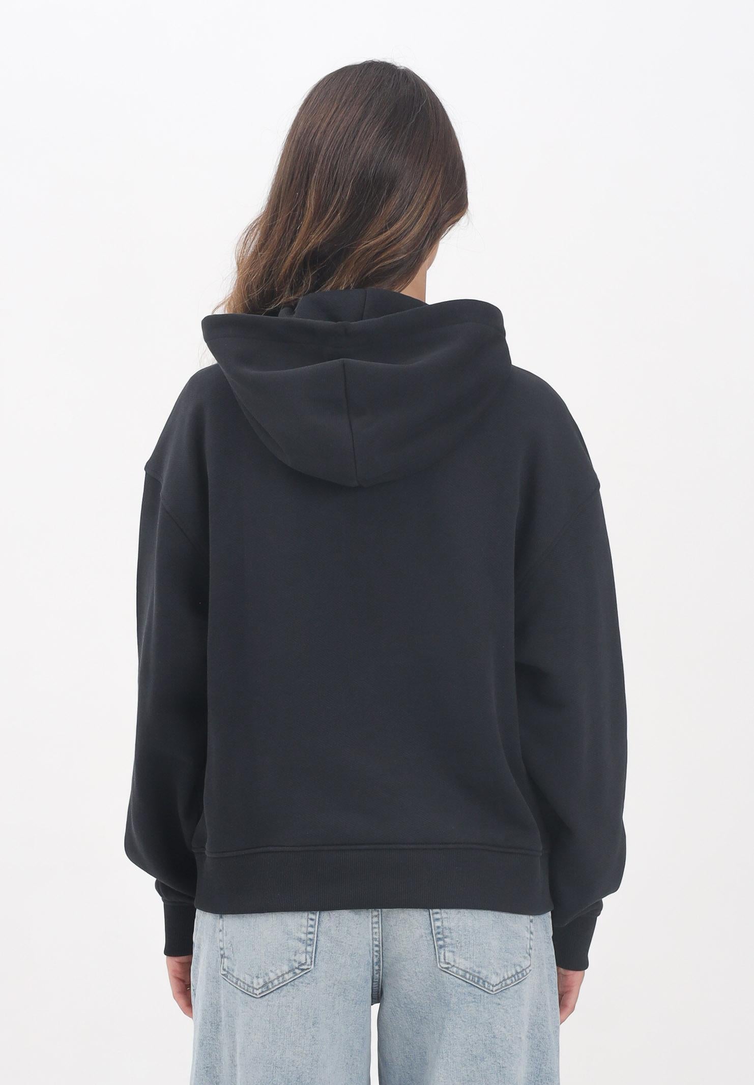 TOMMY JEANS Felpa con cappuccio nera da donna rifinita da logo DW0DW19414BDS  TOMMY JEANS 