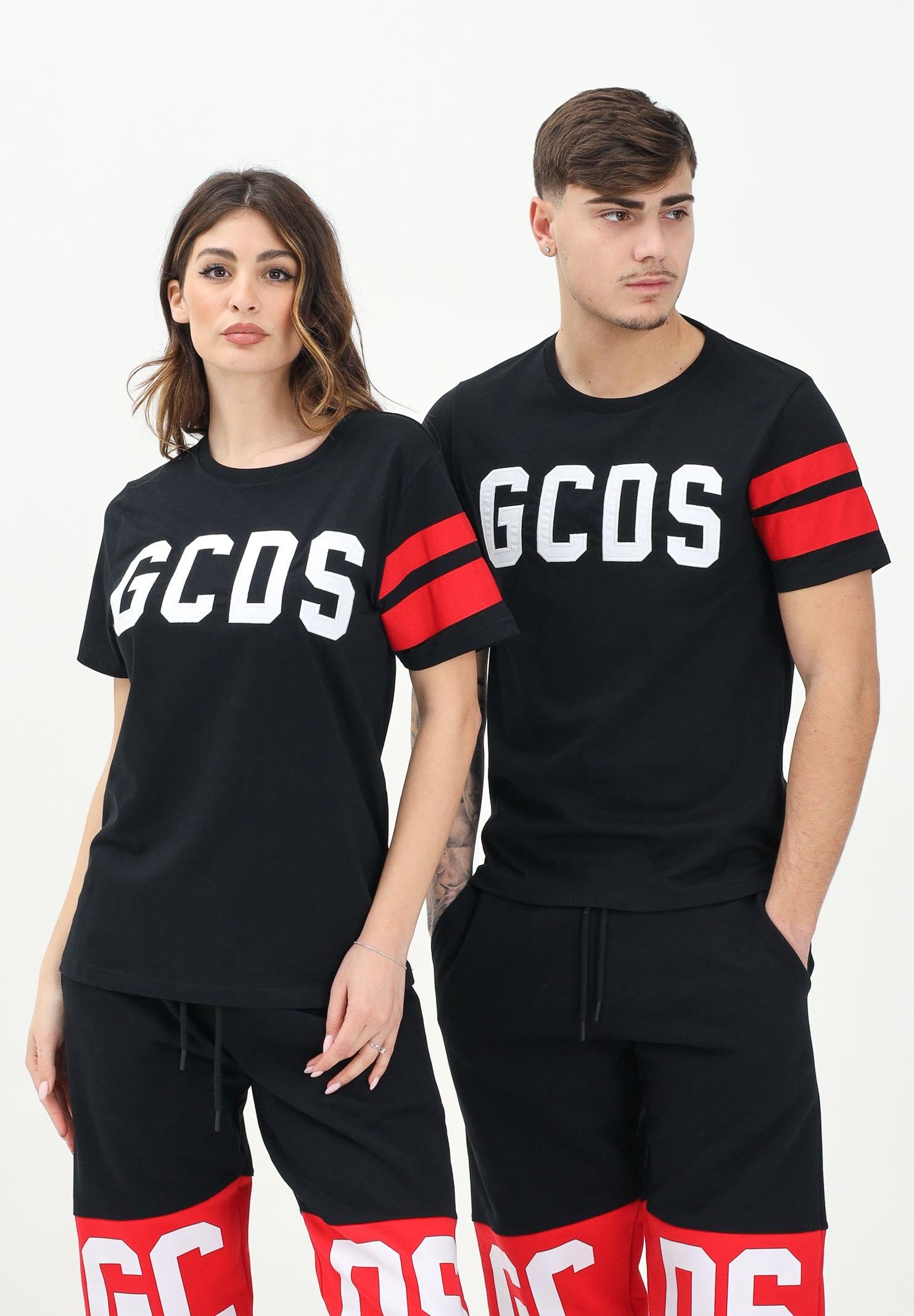 GCDS T-shirt a manica corta nera uomo e donna con logo