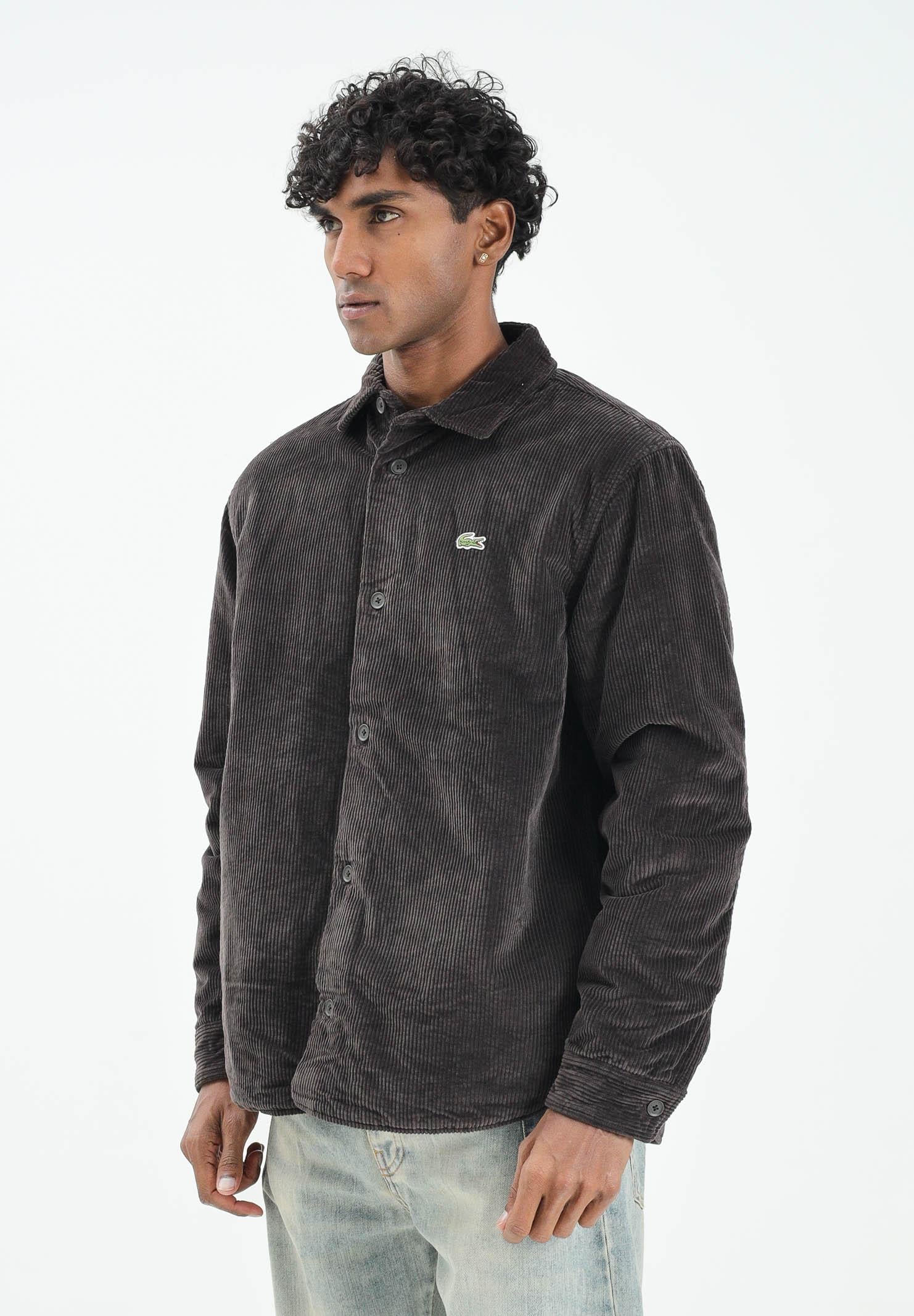 LACOSTE Giubbotto marrone da uomo in velluto a coste trapuntato CH3512 SKB LACOSTE 