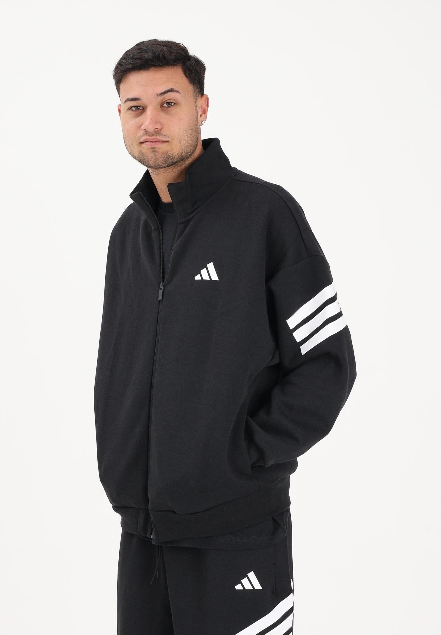 ADIDAS PERFORMANCE Felpa con zip Future Icons 3-Stripes nera da uomo JD4885 . ADIDAS PERFORMANCE 