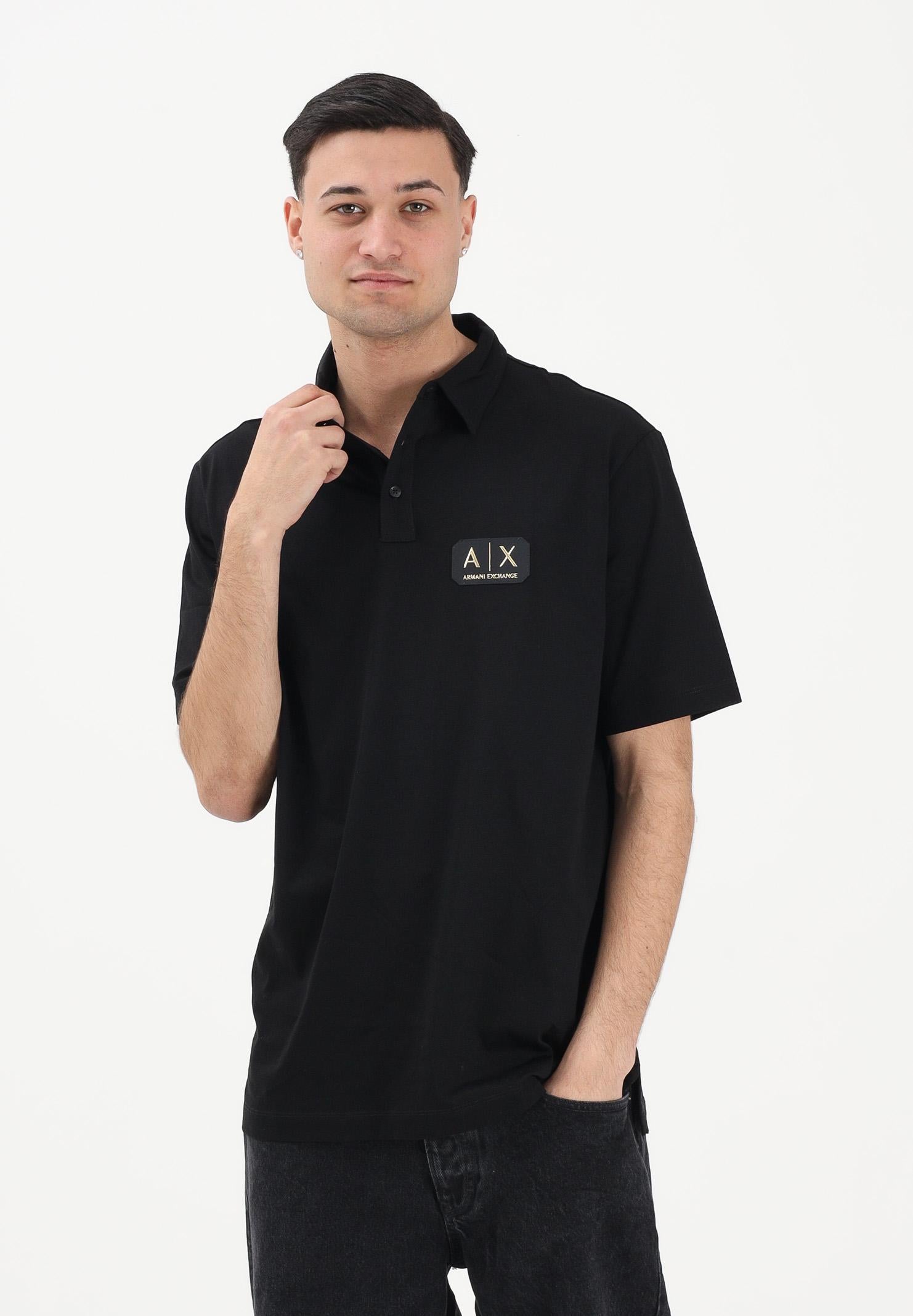 ARMANI EXCHANGE Polo a manica corta nera da uomo con logo XM002232AF10364 UC001 ARMANI EXCHANGE 