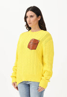 DSQUARED2 Maglioncino girocollo giallo per donna, bambino e bambina con patch logo DQ3244D0ACU DQ220 DSQUARED2 