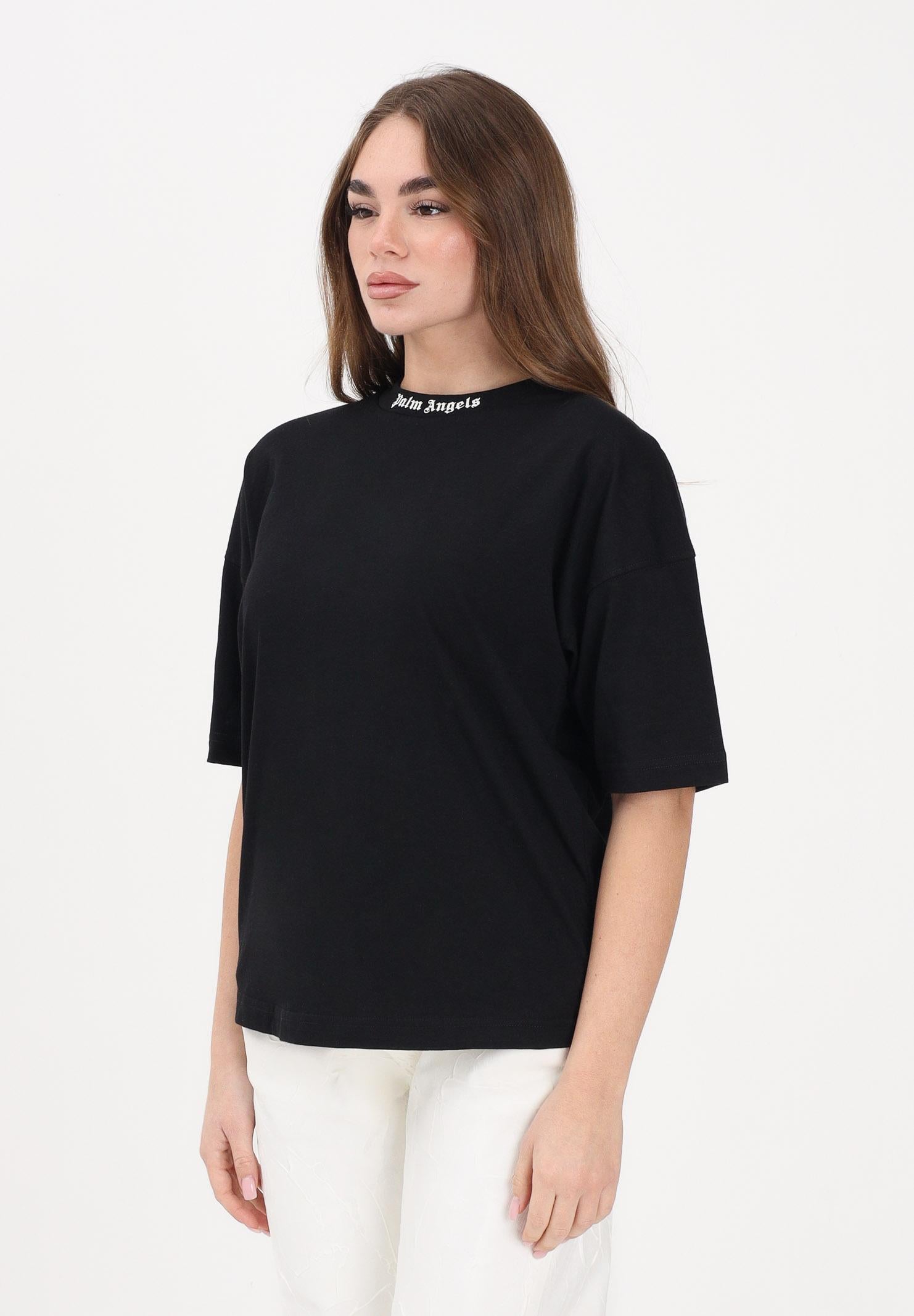 PALM ANGELS T-shirt a manica corta nera per donna, ragazzi e bambini con stampa logo PBAA002S26JER001 110 PALM ANGELS 