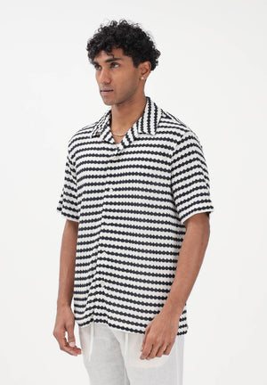 SELECTED HOMME Camicia a manica corta bianca e blu da uomo con motivo a righe 16100463 SKCA SELECTED HOMME 