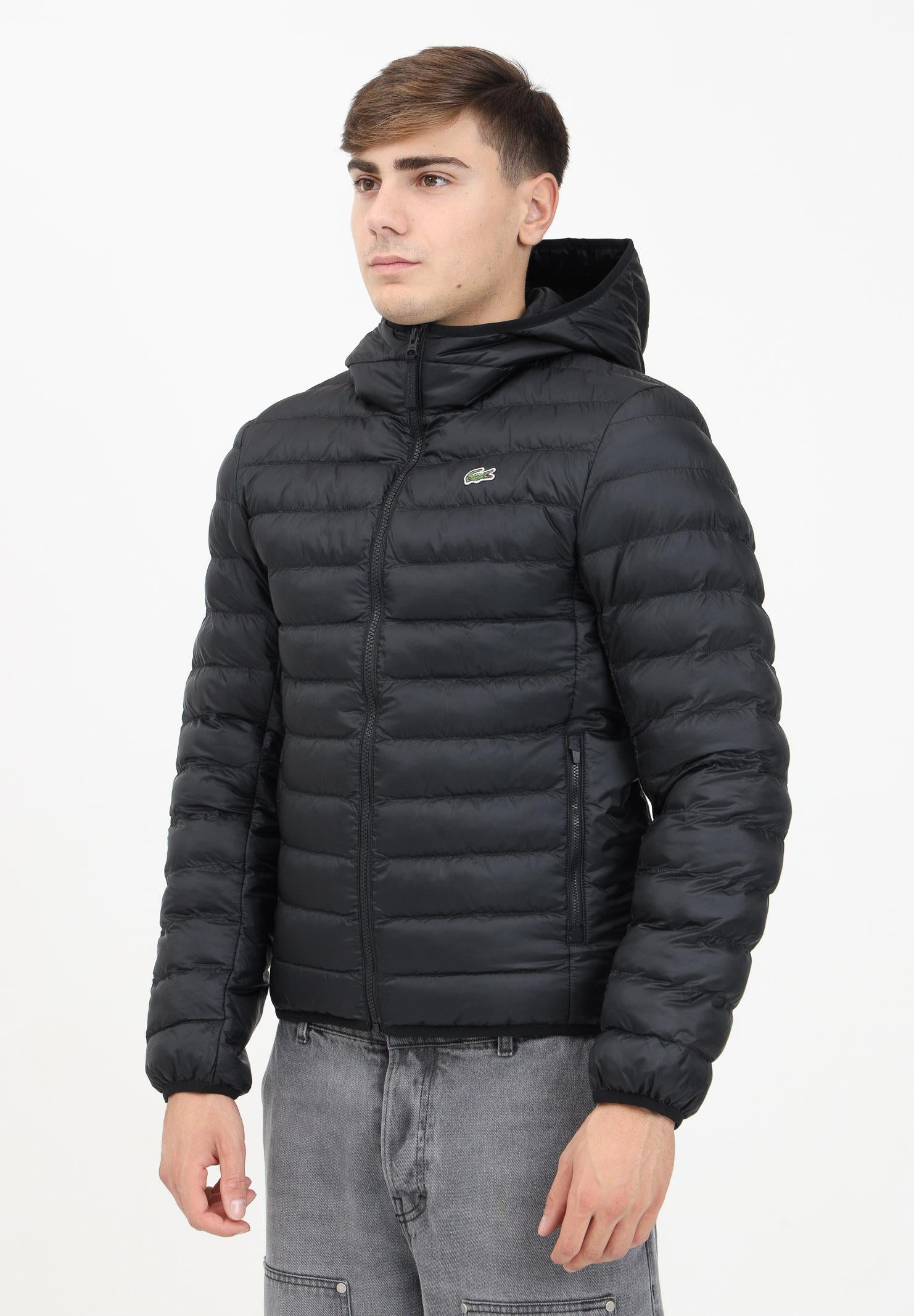 Piumino trapuntato nero da uomo con logo BH2909 031 LACOSTE 