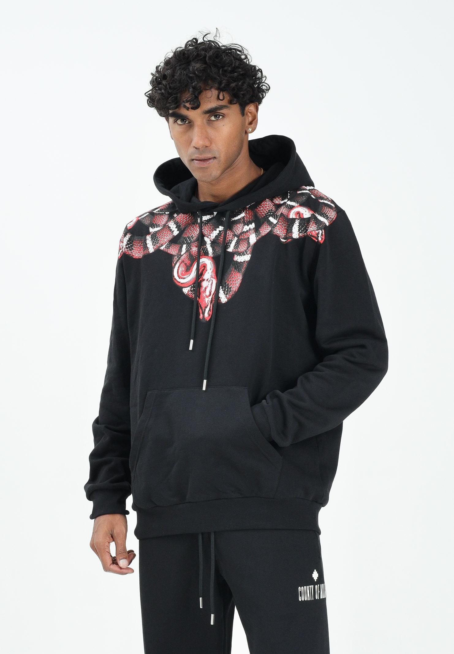 MARCELO BURLON COUNTY OF MILAN Men's black hoodie featuring snake