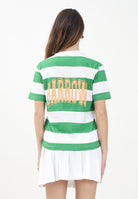 BARROW T-shirt a manica corta per donna, ragazzi e bambini caratterizzata da ampie righe orizzontali verdi e bianche S5BKJUTH013 240 BARROW 