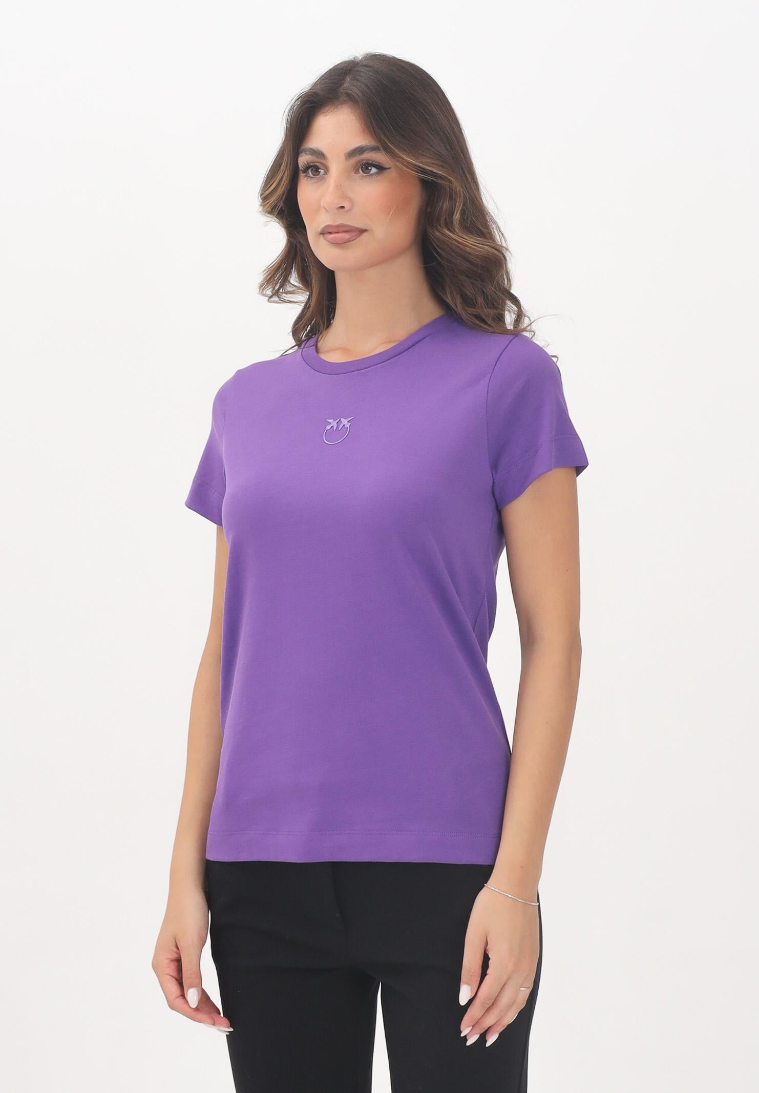 PINKO T-shirt a manica corta viola da donna con logo 100355A2RD W79 PINKO 