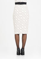ELISABETTA FRANCHI Gonna midi latte e nero da donna con pattern logo GOS0156E2 EF1 ELISABETTA FRANCHI 